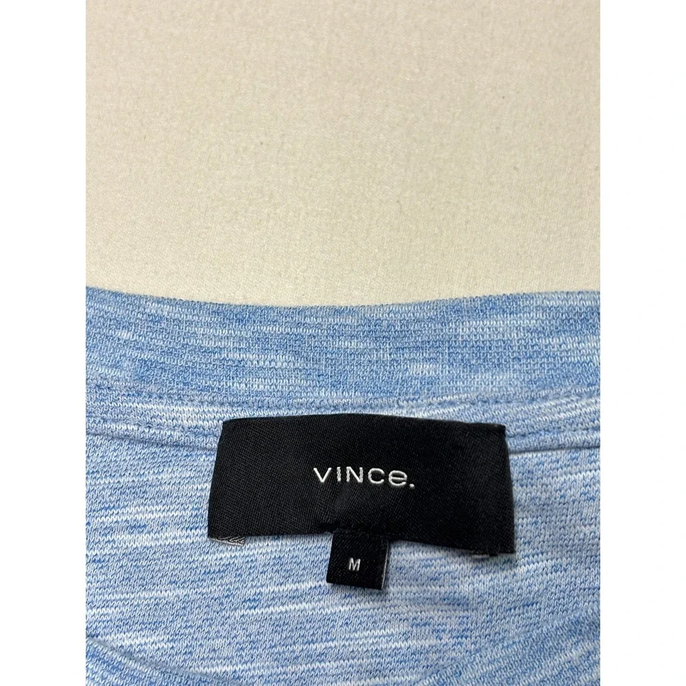 Vince Mens Light Blue Space Dye Waffle Knit Henley Long Sleeve Shirt Size M